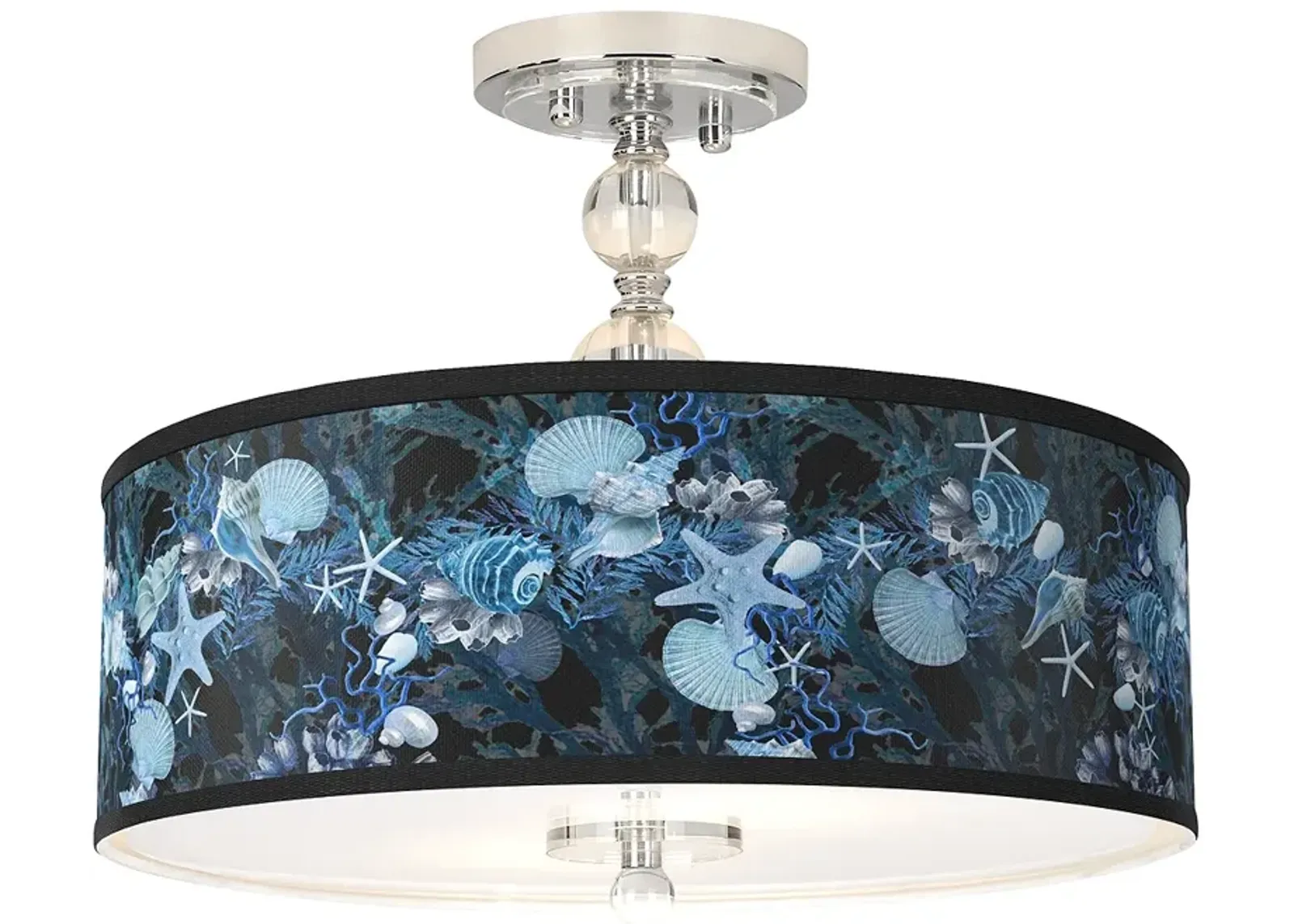 Blue Seas Giclee 16"W Chrome Semi-Flush Ceiling Light