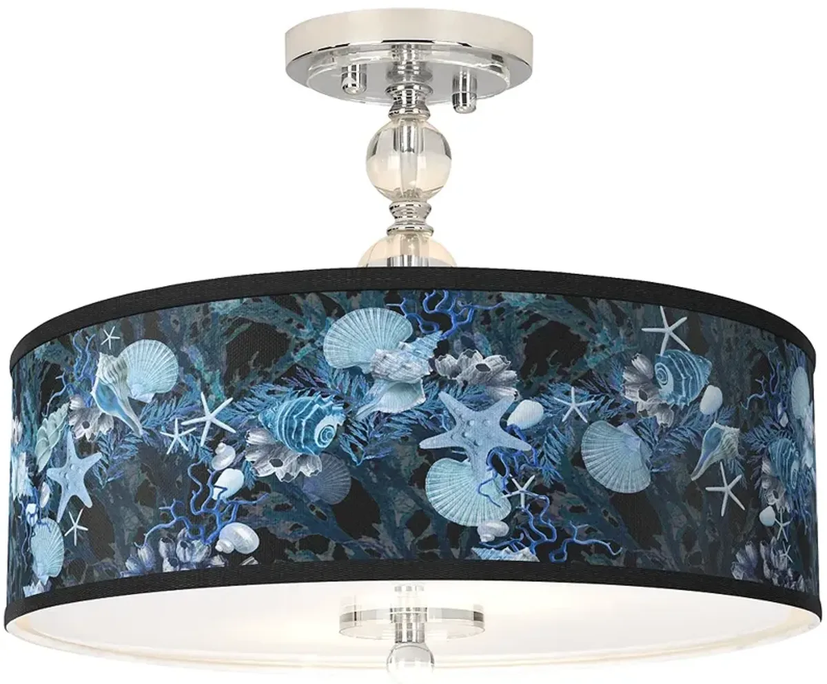 Blue Seas Giclee 16"W Chrome Semi-Flush Ceiling Light