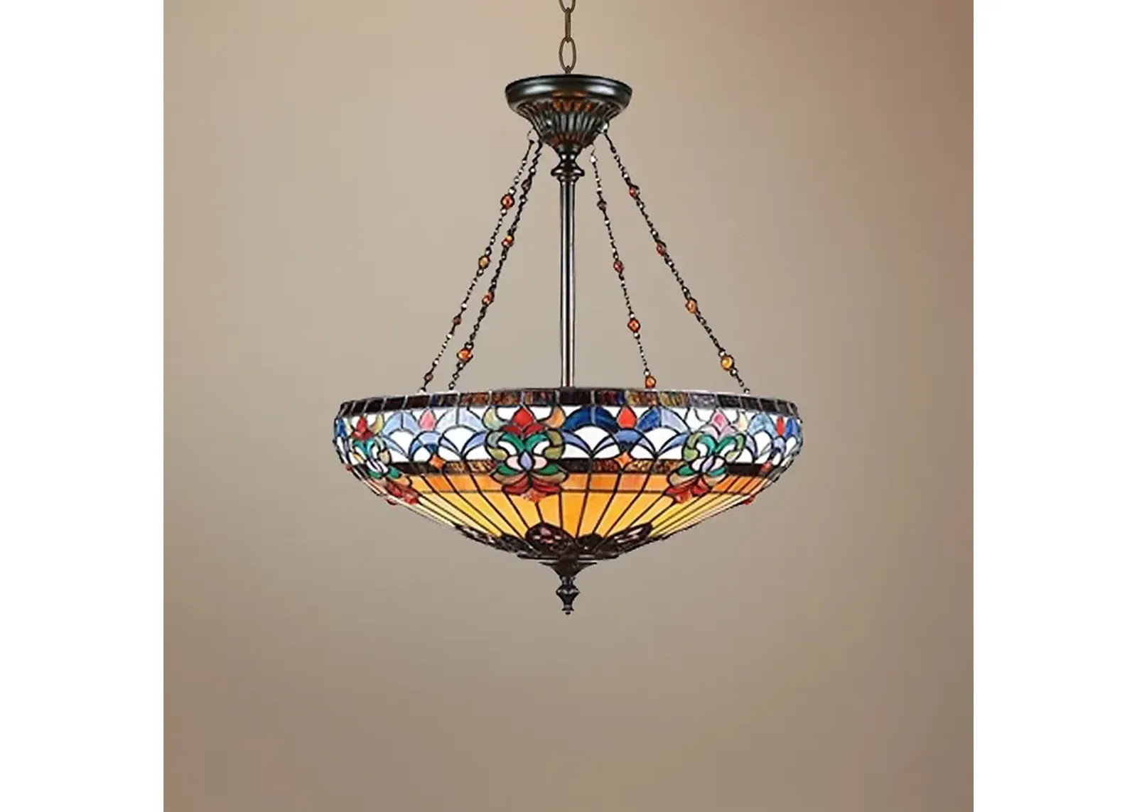 Quoizel Belle Fleur 23" Wide Tiffany-Style 4-Light Glass Chandelier