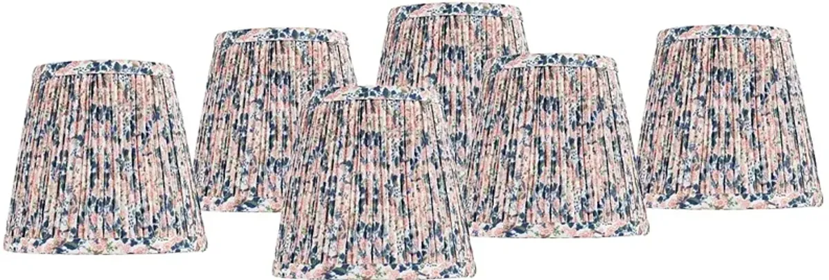 Springcrest Blue Pink Shirred Shades Set of 6 4x6x5.5" (Clip-On)