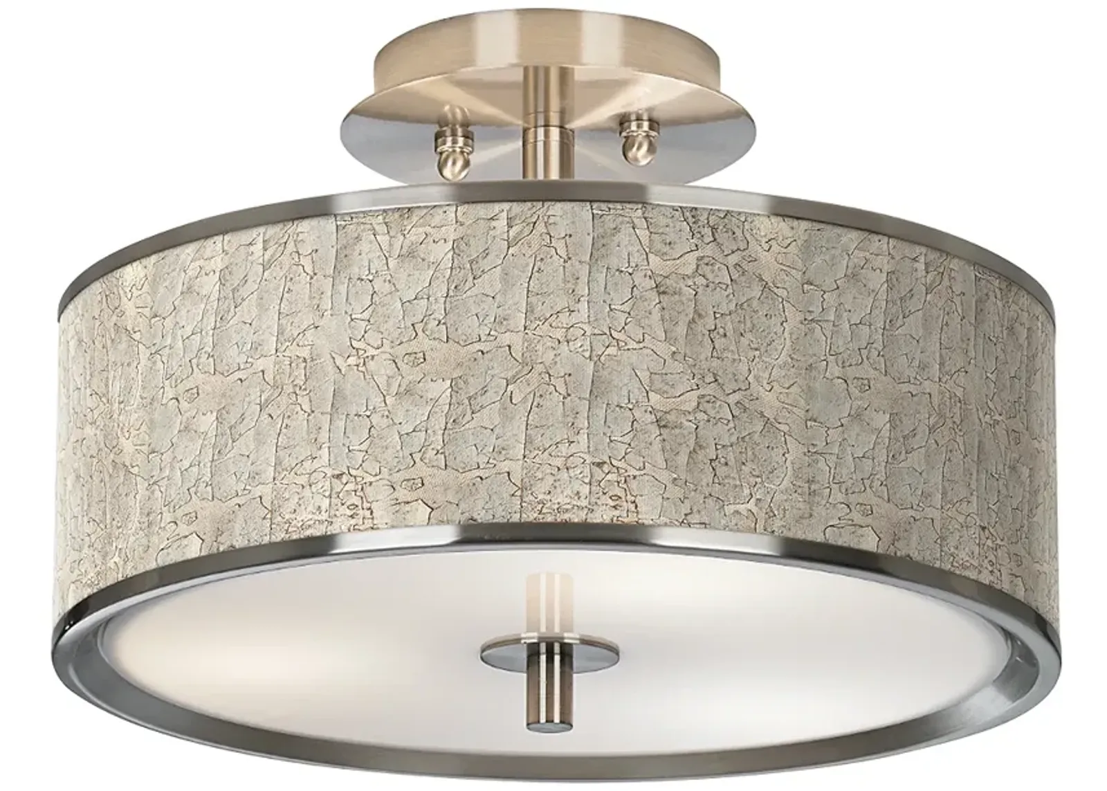 Giclee Glow Al Fresco 14" Wide Nickel Drum Shade Ceiling Light