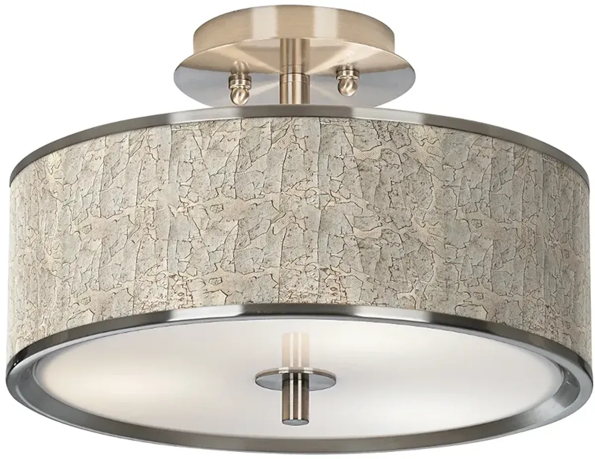 Giclee Glow Al Fresco 14" Wide Nickel Drum Shade Ceiling Light