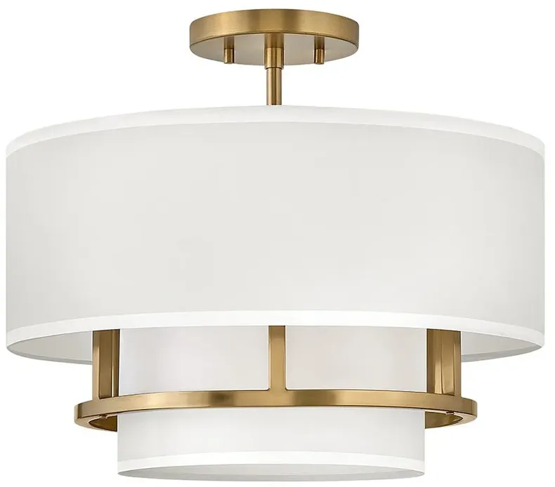 Hinkley Graham 16" Wide Double Shade and Brass Ceiling Light