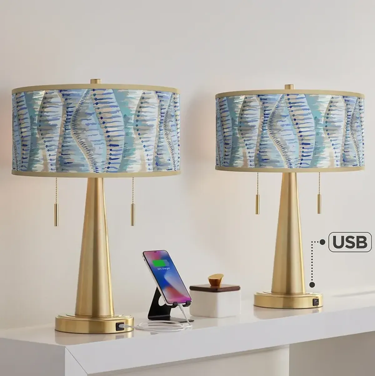 Siren Vicki Gold USB Table Lamps Set of 2