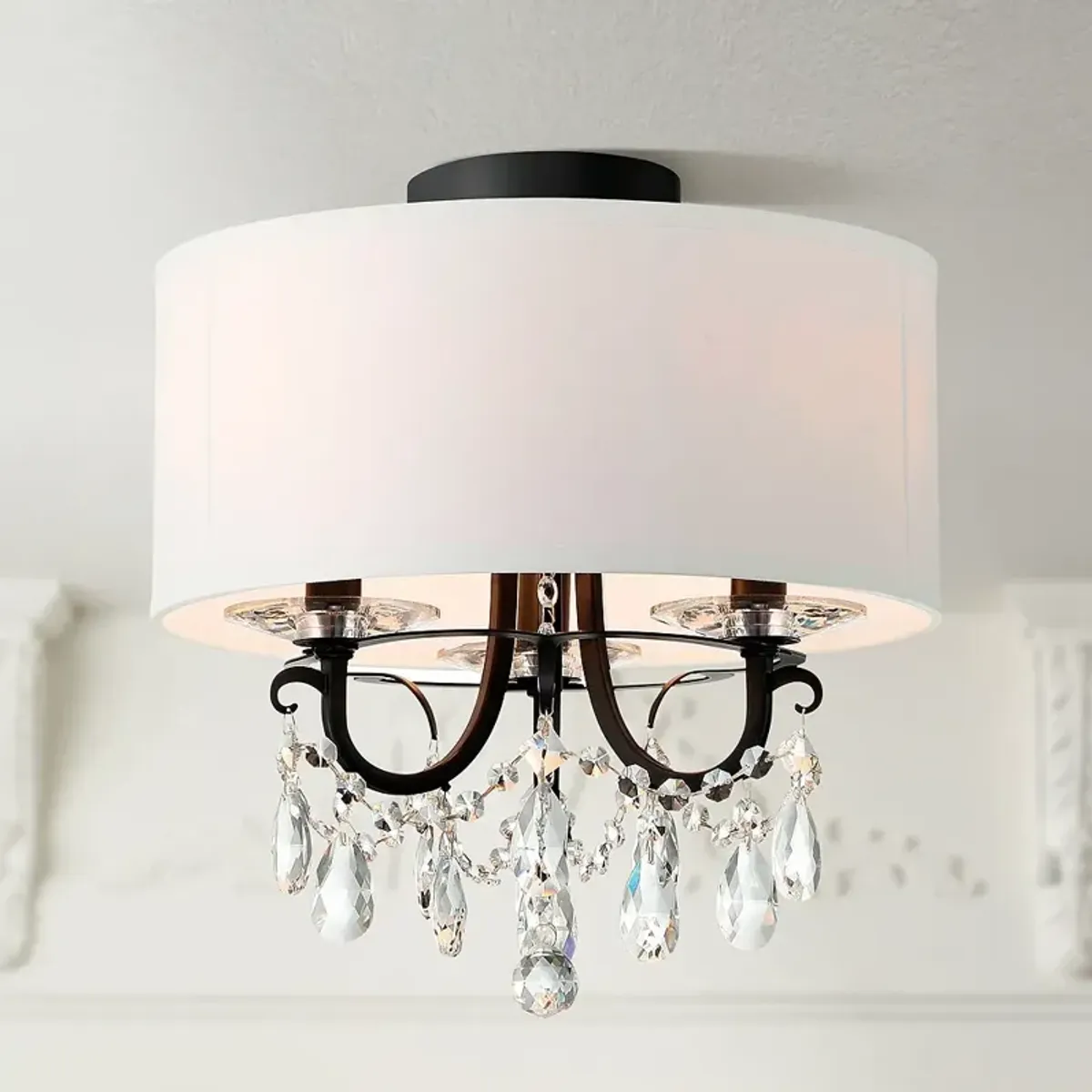 Crystorama Othello 14" Wide Matte Black Ceiling Light