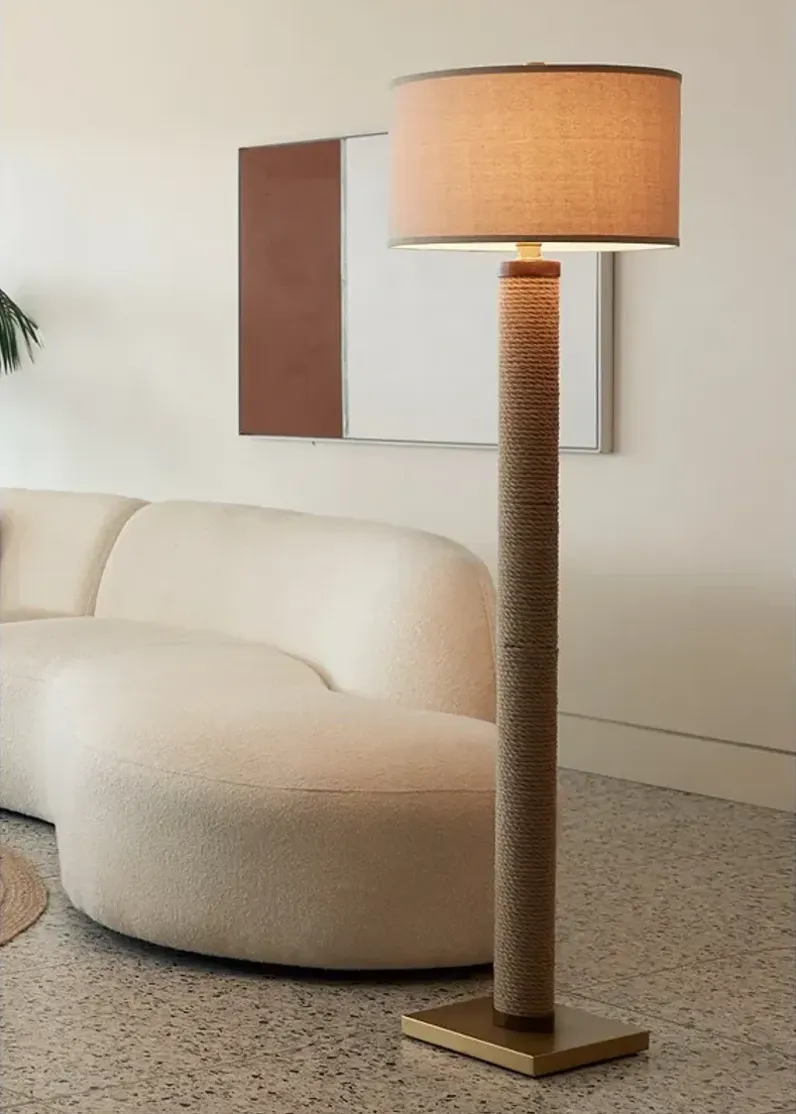 360 Lighting Lenwood 64" Natural Rope Column Floor Lamp