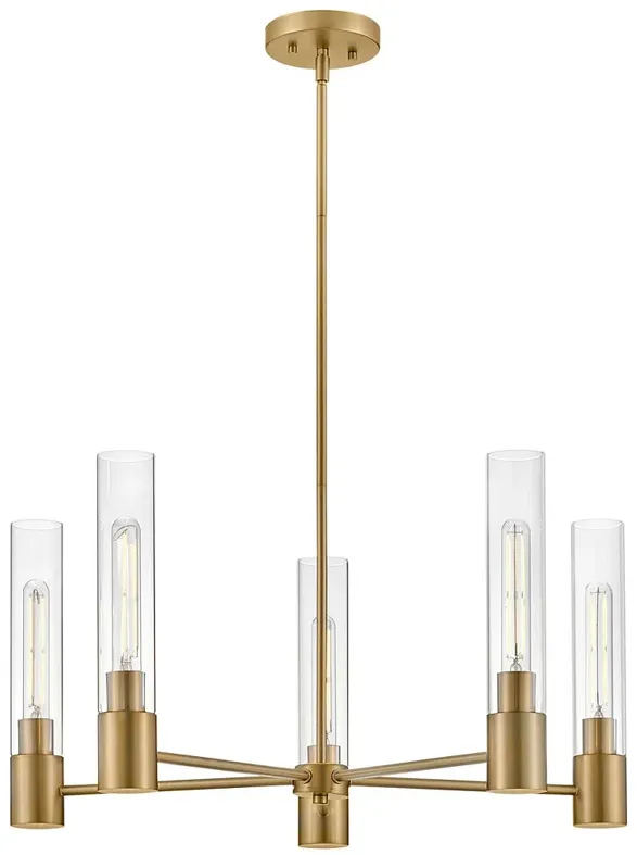 Hinkley Lighting Lark Shea 28" Wide 5-Light Lacquered Brass Chandelier