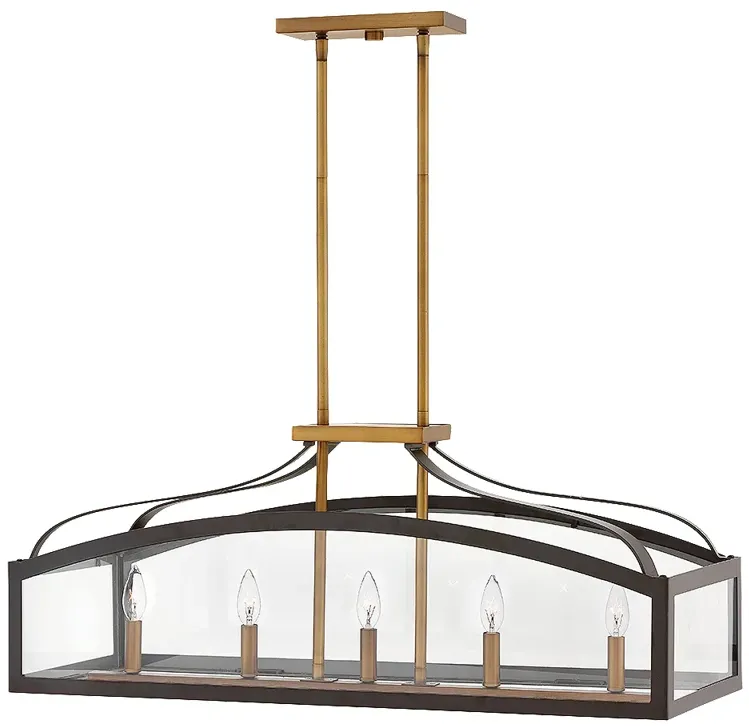 Chandelier Clarendon-Five Light Linear-Bronze