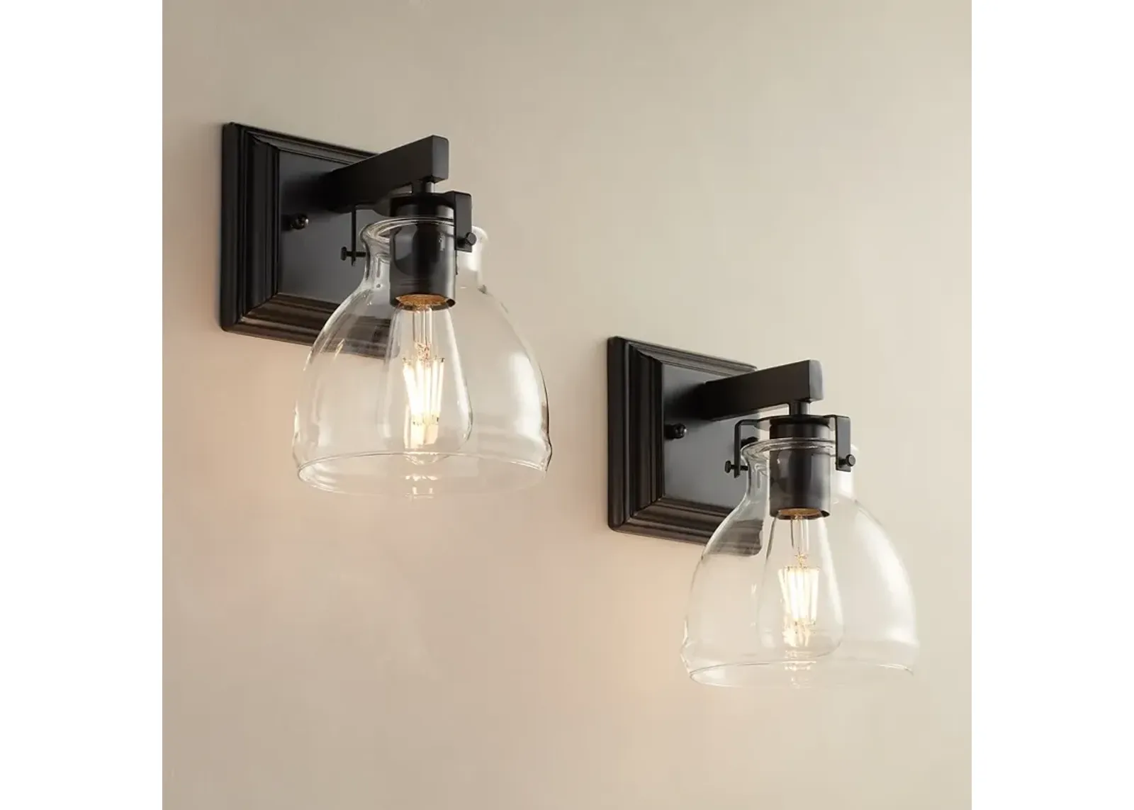 Possini Euro Bellis 9 1/4" High Industrial Black Wall Sconce Set of 2