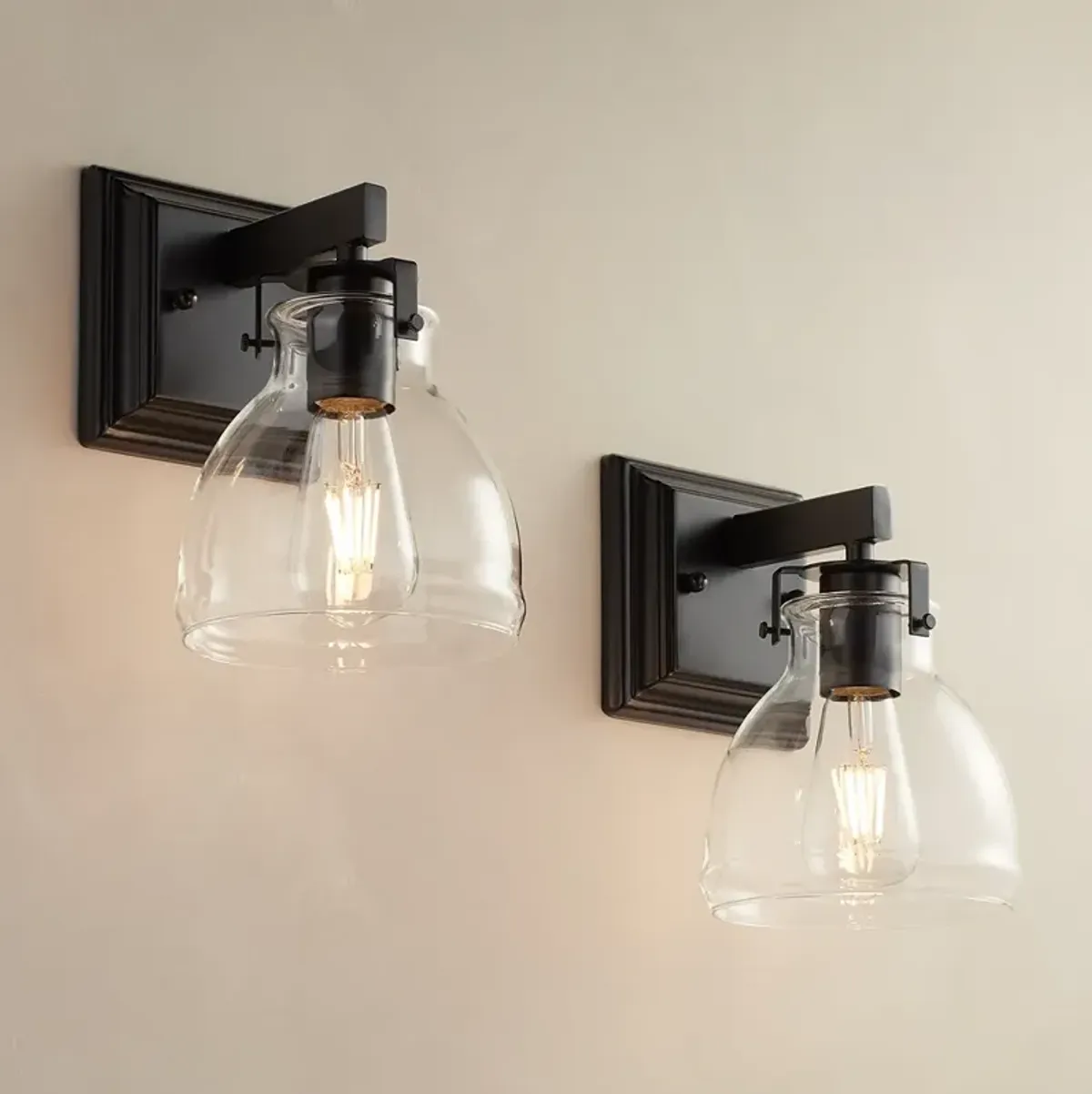 Possini Euro Bellis 9 1/4" High Industrial Black Wall Sconce Set of 2