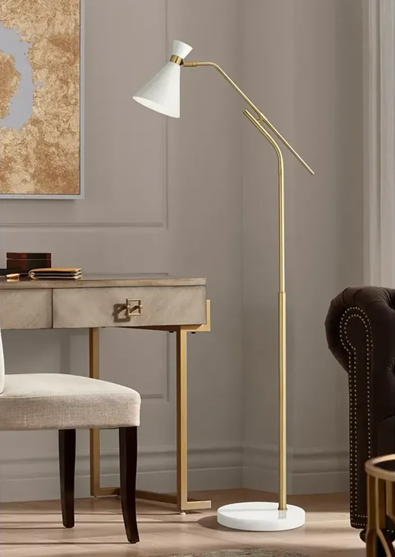 Pacific Coast Lighting Windsor Gold and White Modern Swivel Floor Lamp