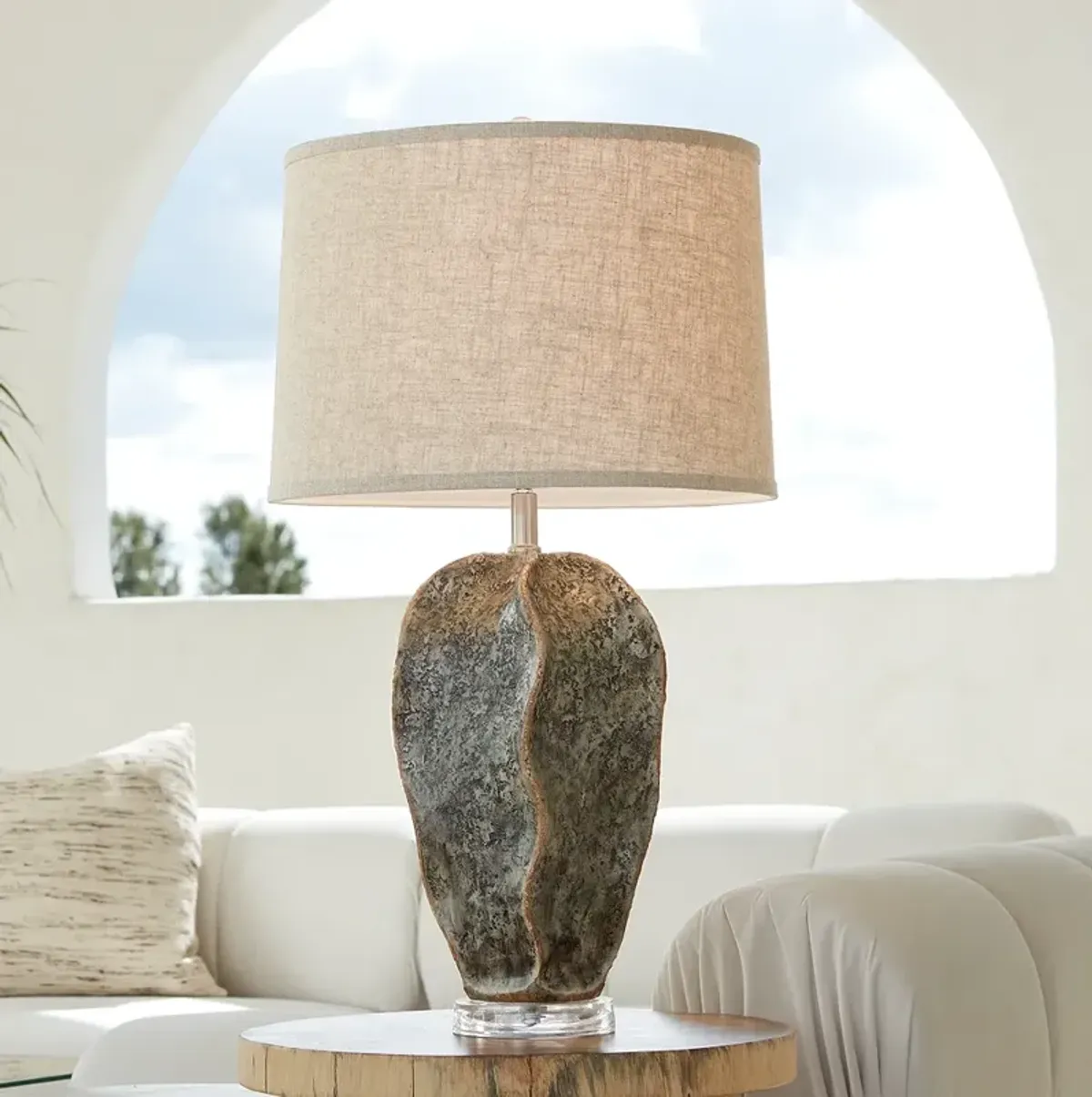 360 Lighting Logan 29" Textured Faux Stone Rustic Table Lamp