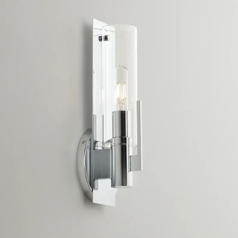 Possini Euro Pax 15" High Modern Clear Glass and Chrome Wall Sconce