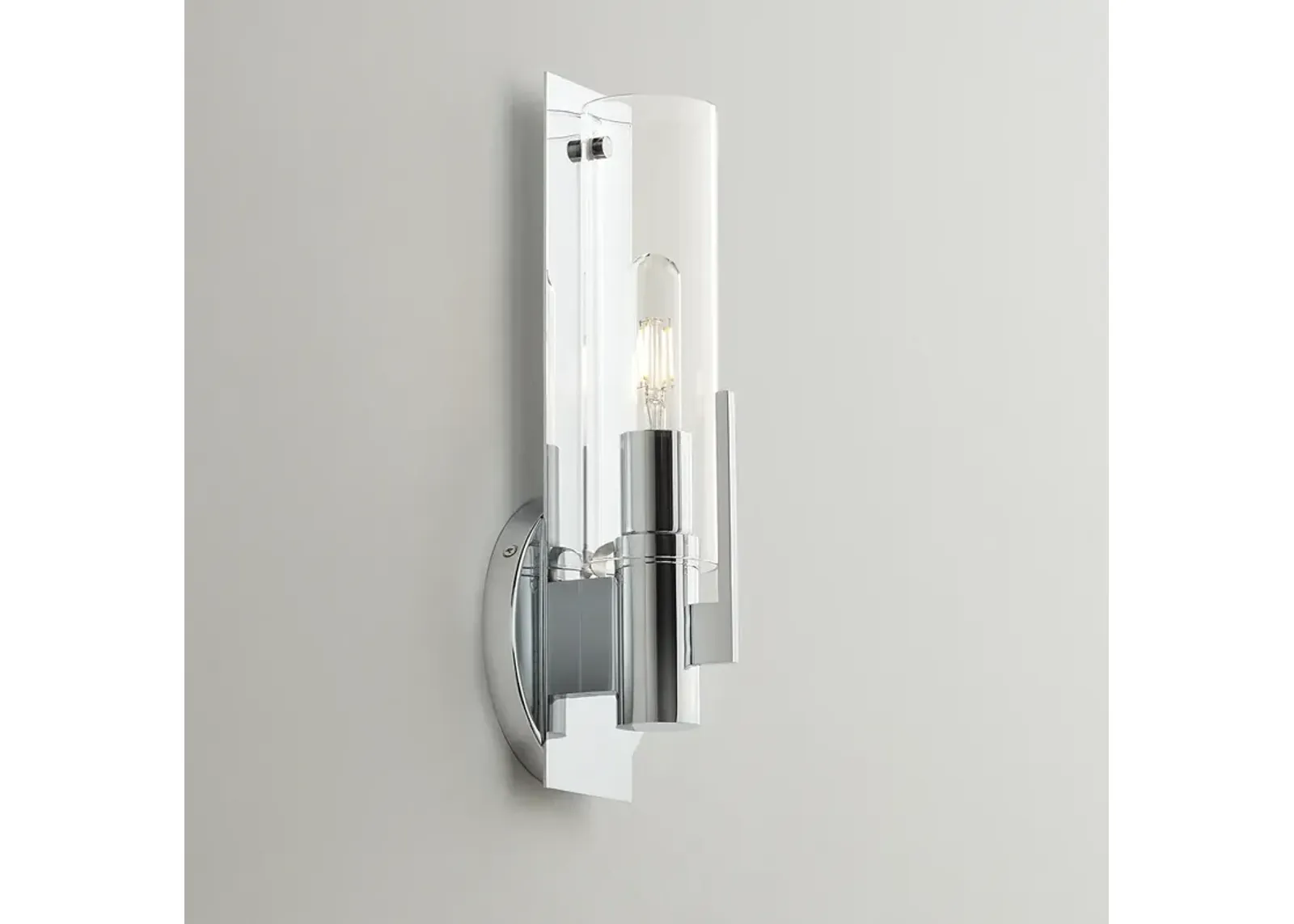 Possini Euro Pax 15" High Modern Clear Glass and Chrome Wall Sconce