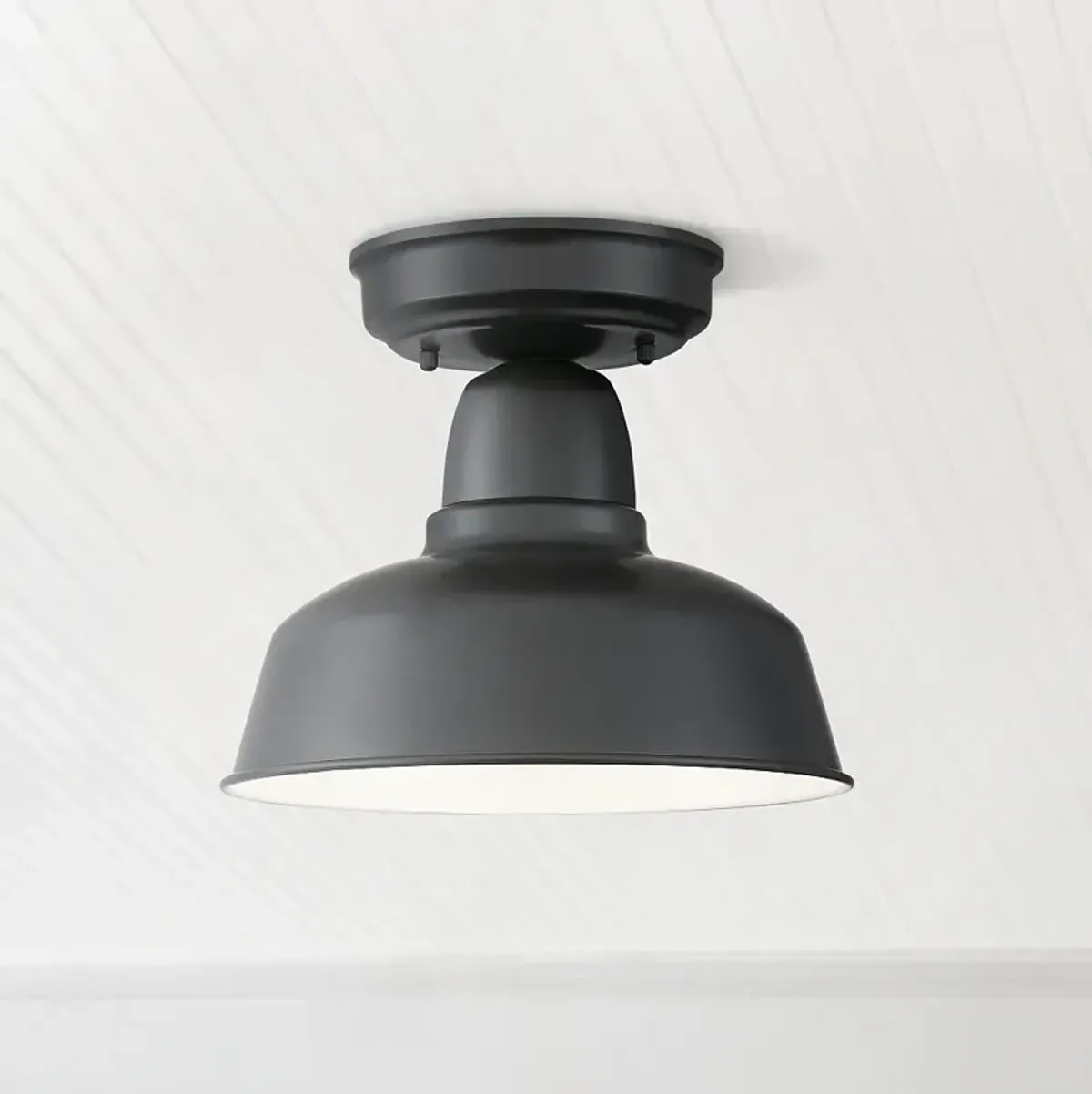 John Timberland Urban Barn 10 1/4" Wide Black Outdoor Ceiling Light