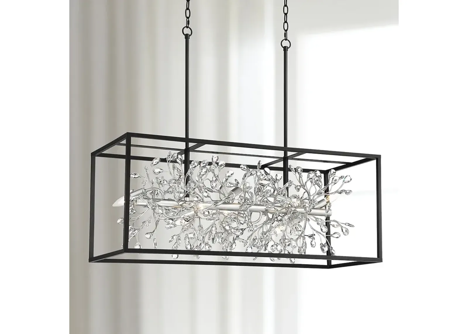 Possini Euro Carrine 38 1/2" Black and Crystal 8-Light Island Pendant