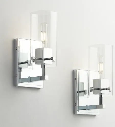 Possini Euro Metis 11" High Chrome and Glass Wall Sconces Set of 2