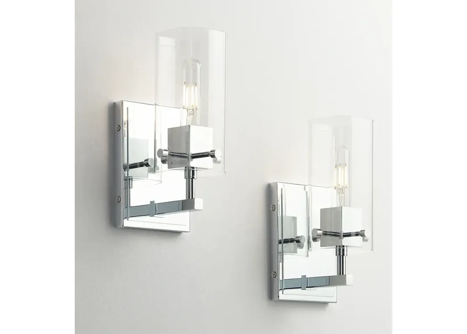 Possini Euro Metis 11" High Chrome and Glass Wall Sconces Set of 2