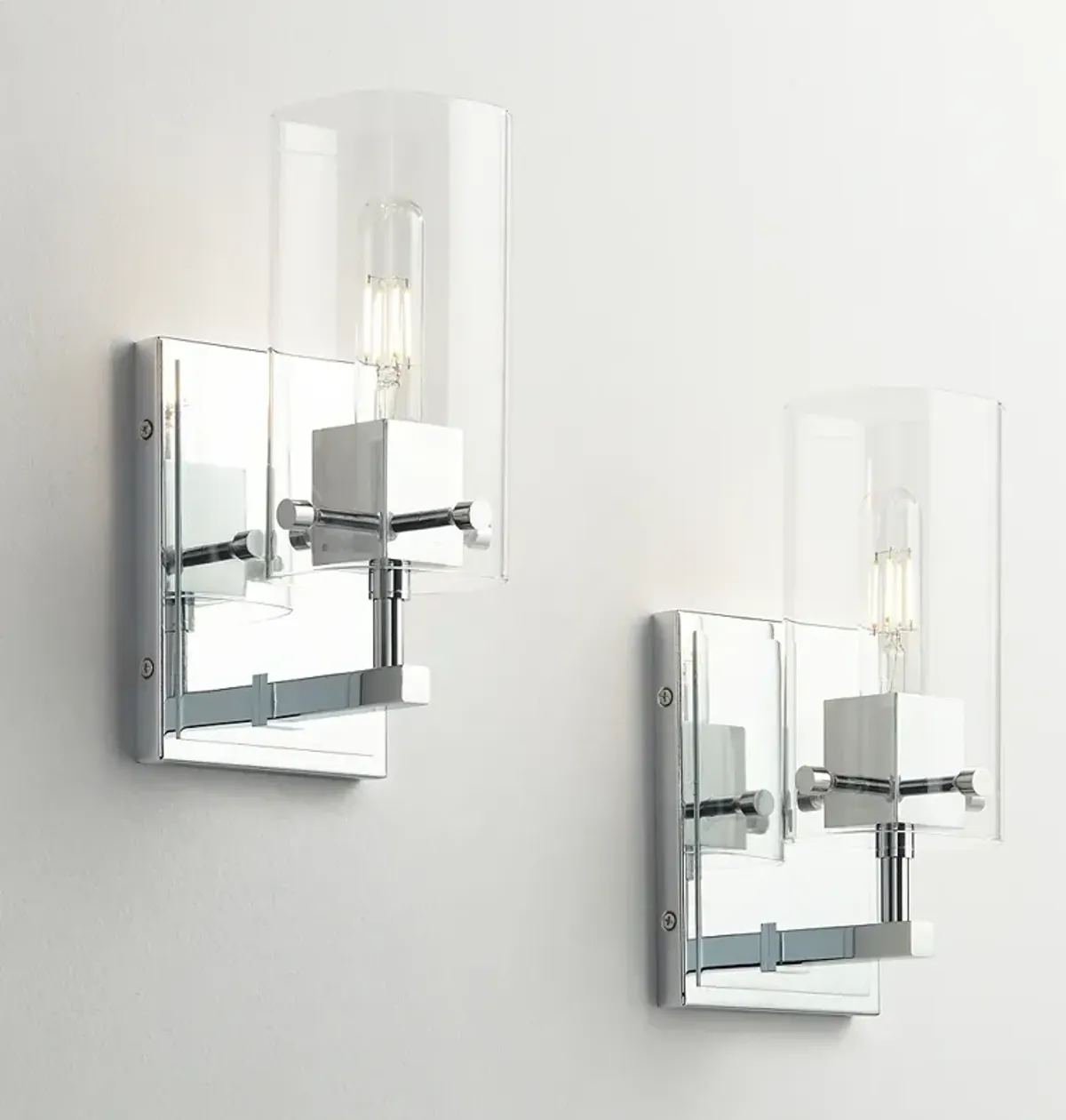 Possini Euro Metis 11" High Chrome and Glass Wall Sconces Set of 2