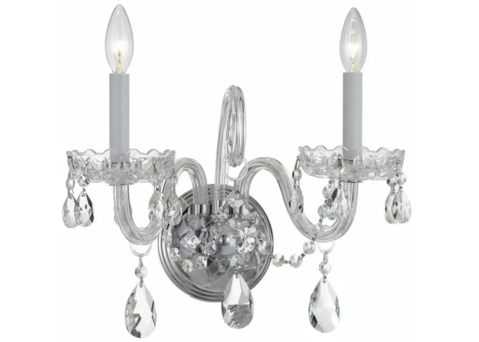 Traditional Crystal 12 1/2" High Chrome 2-Light Wall Sconce