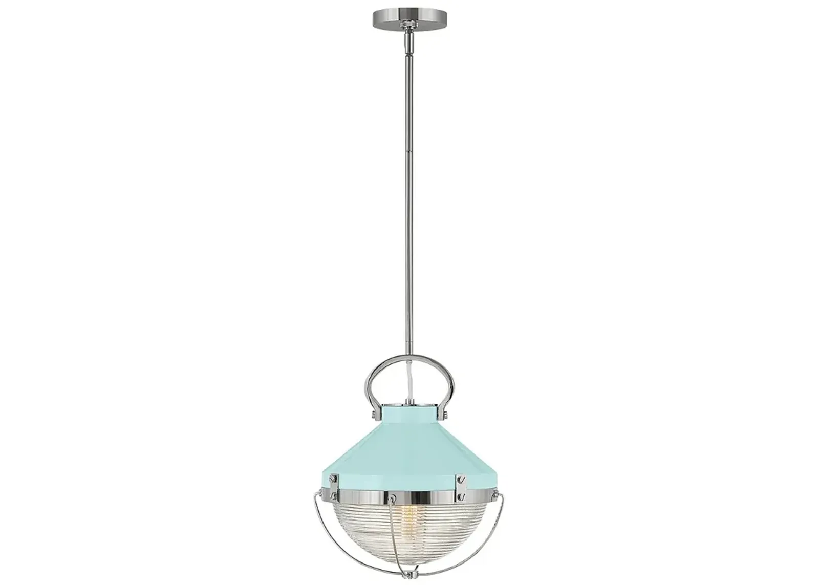 Hinkley Crew 12" Wide Nickel and Robbins Egg Blue Mini Pendant