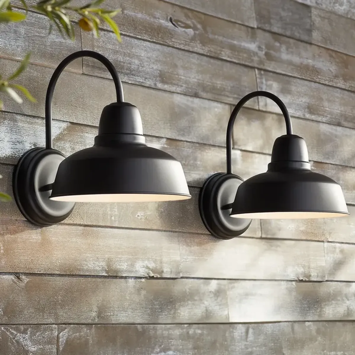 Urban Barn Collection 13" High Black Outdoor Wall Light Set of 2