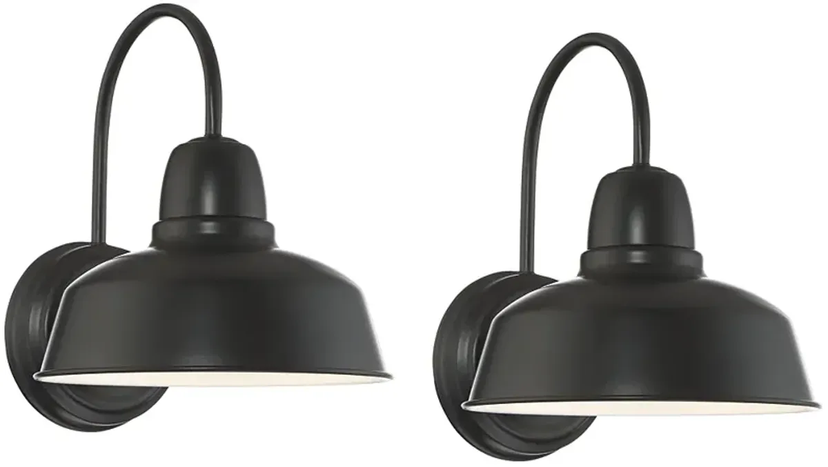 Urban Barn Collection 13" High Black Outdoor Wall Light Set of 2