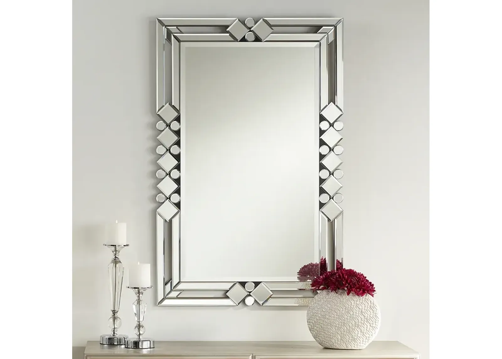 Possini Euro Clafia Clear Diamond 26" x 40" Wall Mirror