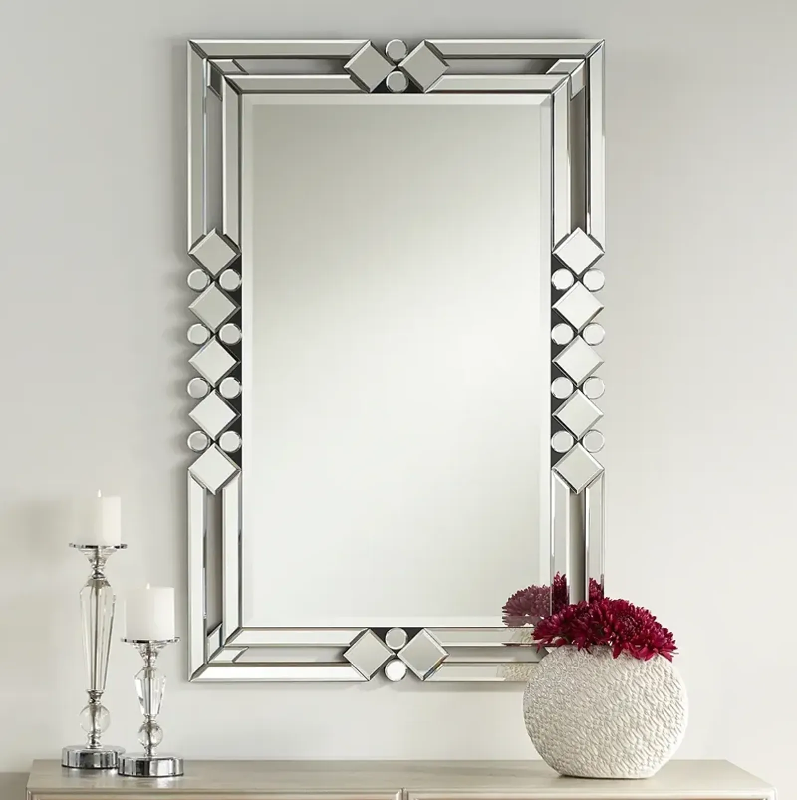 Possini Euro Clafia Clear Diamond 26" x 40" Wall Mirror