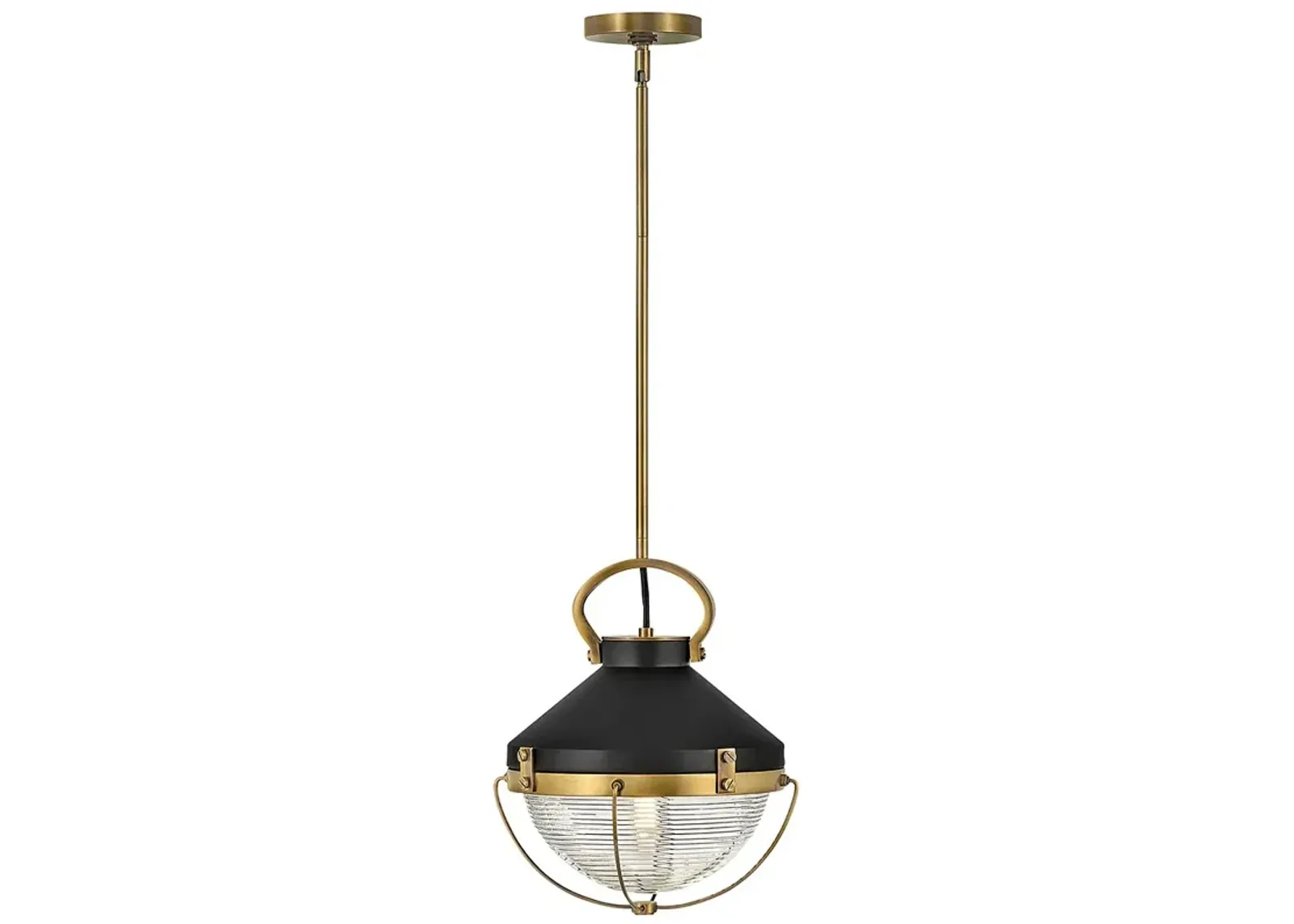 Hinkley Crew 12" Wide Coastal Bronze and Ribbed Glass Mini Pendant