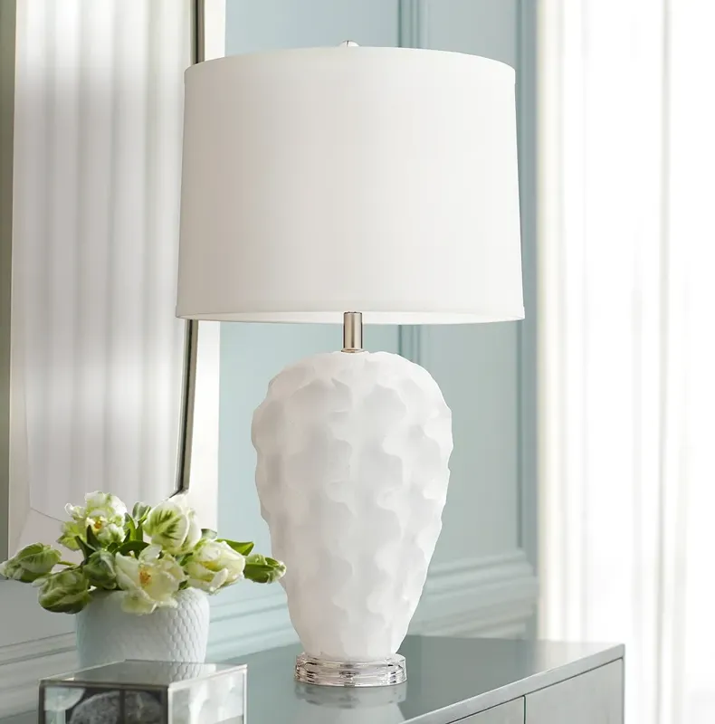 360 Lighting Emilia 28 1/2" White Ruffles Textured Vase Table Lamp