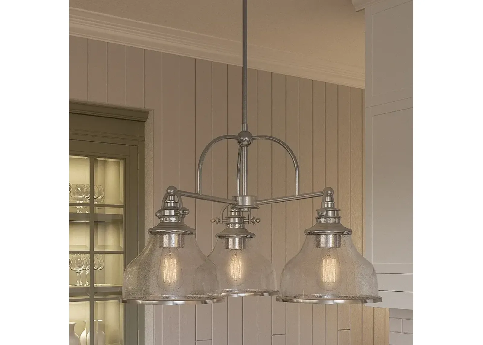 Quoizel Grant 24" Wide Brushed Nickel 3-Light Chandelier