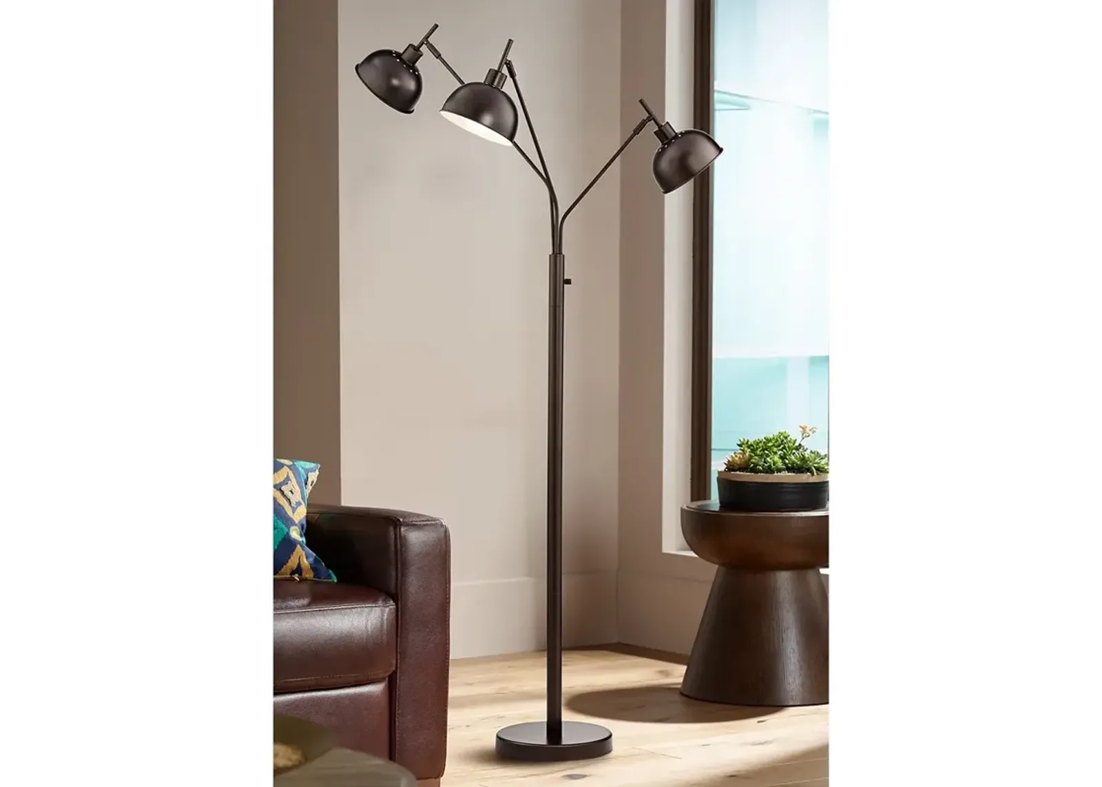 Pacific Coast Lighting Ironworks 3-Light Dark Bronze Modern Floor Lamp