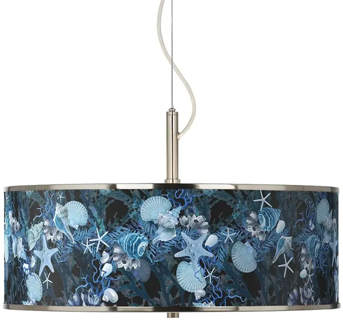 Giclee Glow 20" Wide Blue Seas Drum Shade Pendant Light