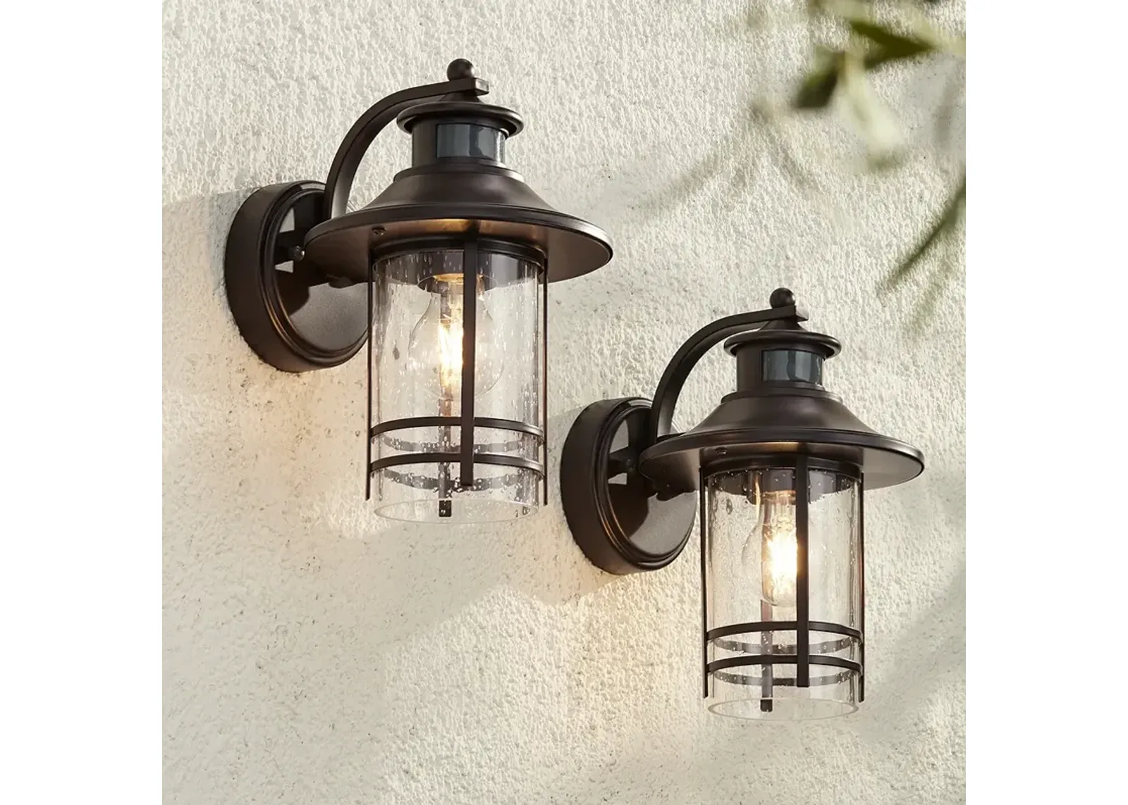 Galt 11 1/4" High Bronze Motion Sensor Outdoor Wall Light Set of 2