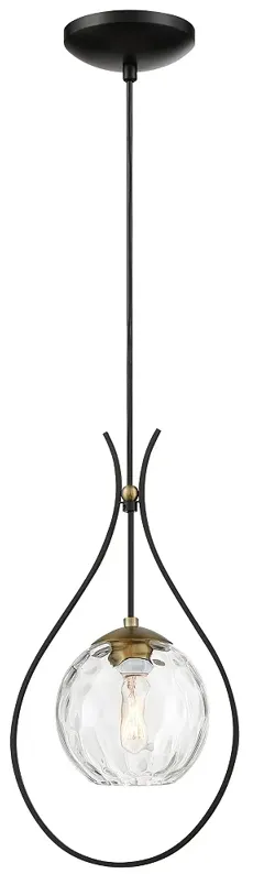 Minka Lavery Cody 1-Light Coal and Soft Brass Mini-Pendant