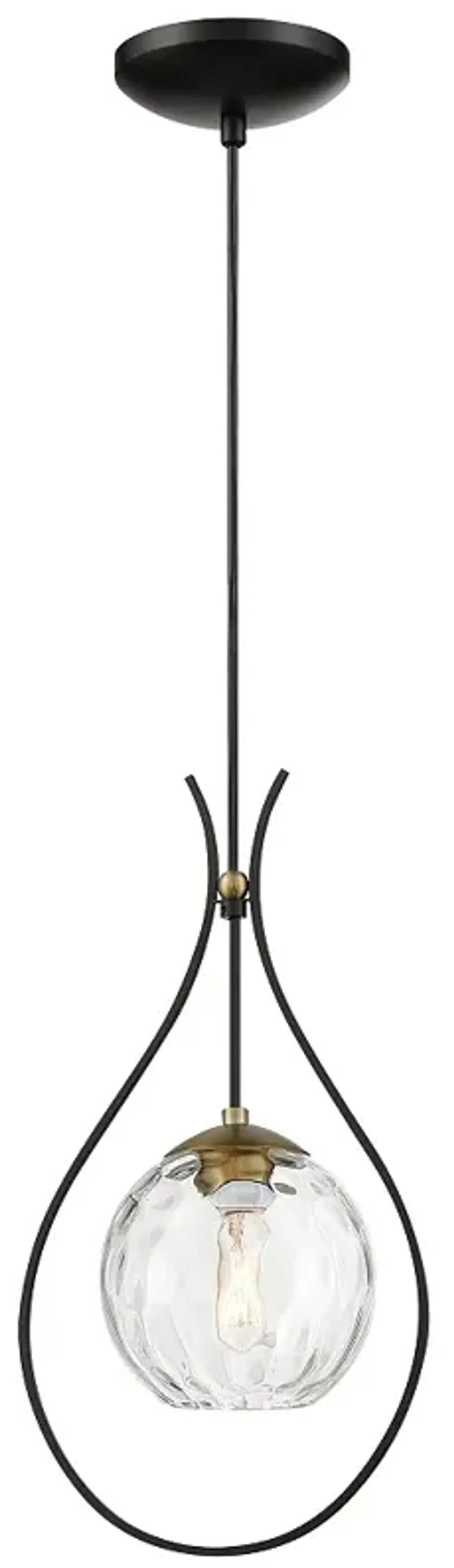 Minka Lavery Cody 1-Light Coal and Soft Brass Mini-Pendant