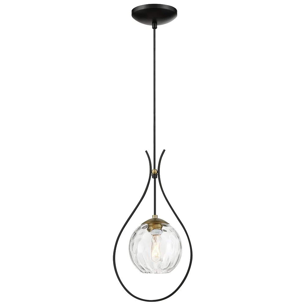 Minka Lavery Cody 1-Light Coal and Soft Brass Mini-Pendant