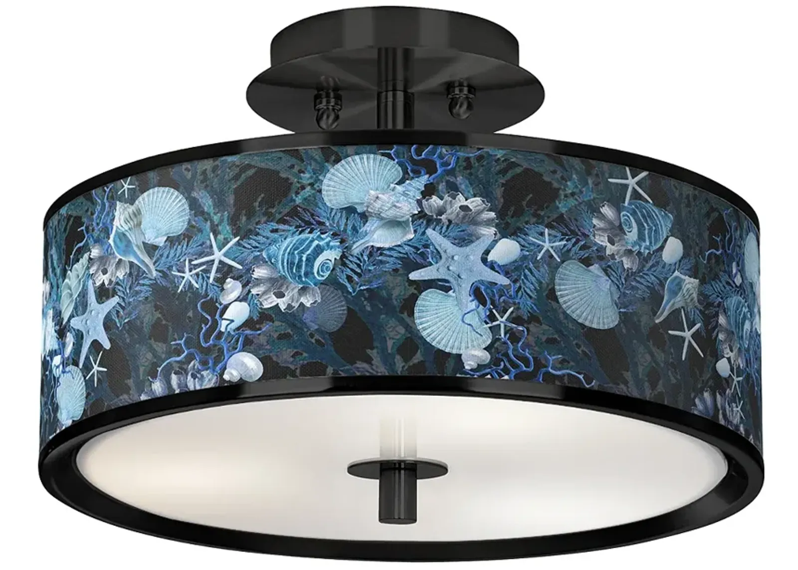 Blue Seas Black 14" Wide Ceiling Light