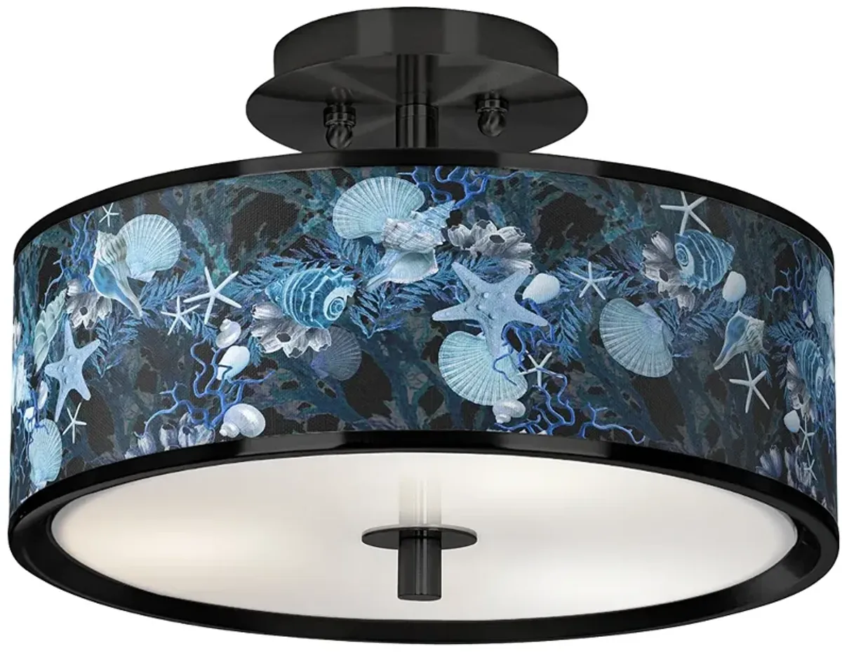 Blue Seas Black 14" Wide Ceiling Light