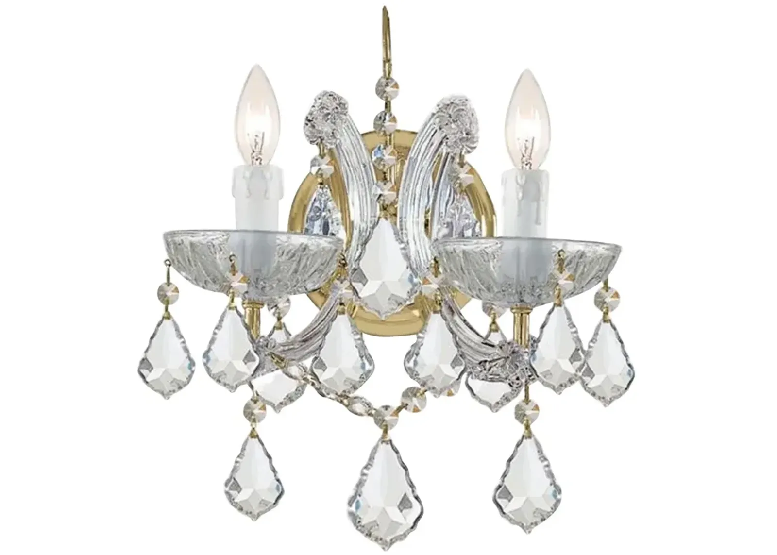 Crystorama Maria Theresa 12 1/2"H Gold 2-Light Wall Sconce