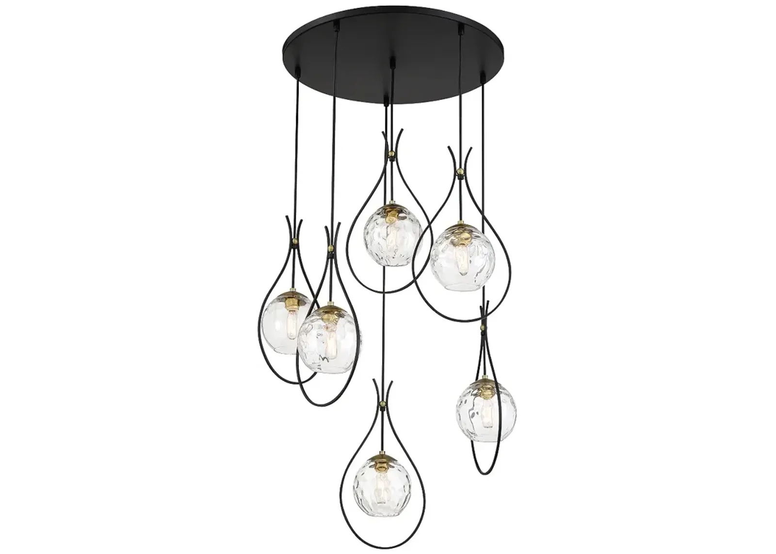 Cody 28" Wide Coal and Soft Brass 6-Light Pendant