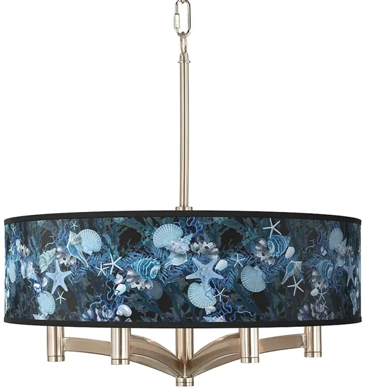 Giclee Glow 20" Wide 6-Light Nickel Pendant Blue Seas Shade Chandelier
