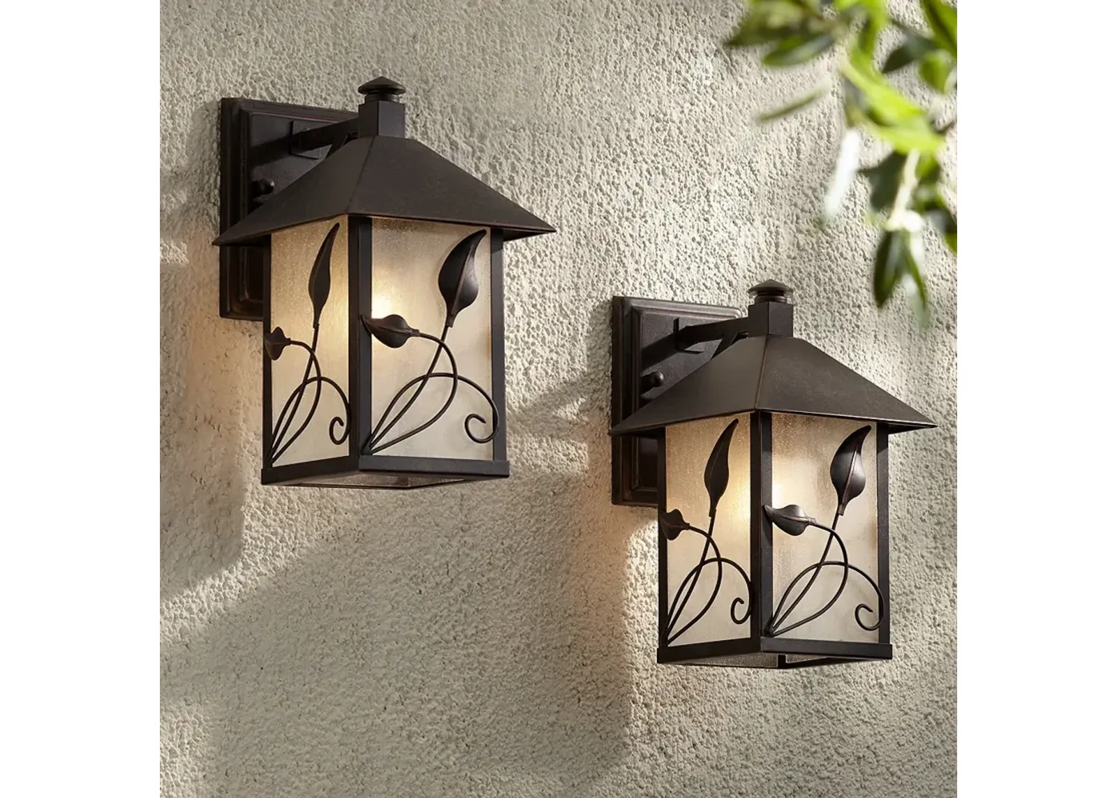 Franklin Iron French Garden 10 1/2" Bronze Outdoor Wall Light Set of 2