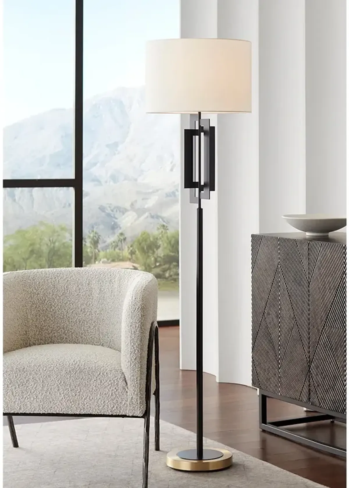 Pacific Coast Lighting Deville Black and Brass Modern Floor Lamp