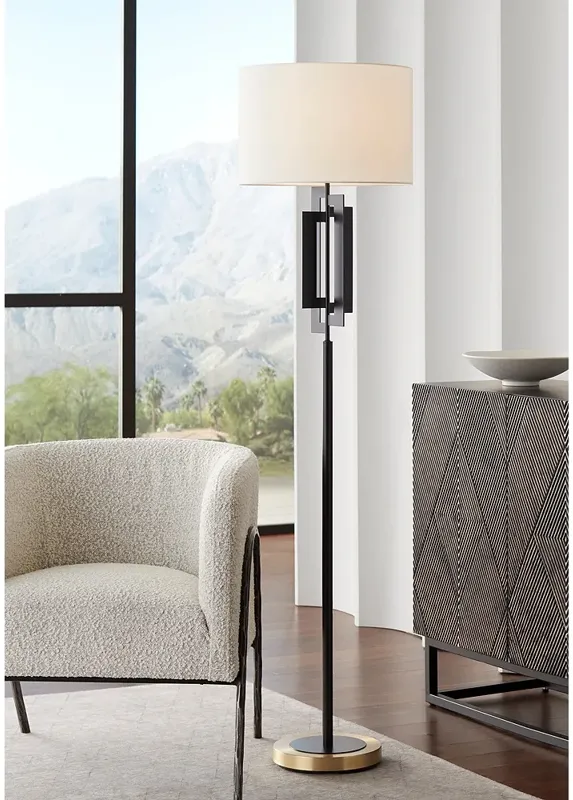 Pacific Coast Lighting Deville Razor Black and Brass Modern Floor Lamp