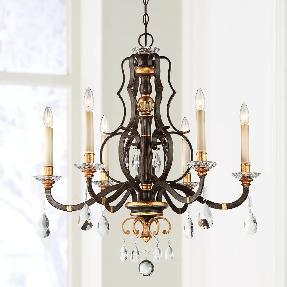 Metropolitan Chateau Nobles 28" Wide Raven Bronze 6-Light Chandelier