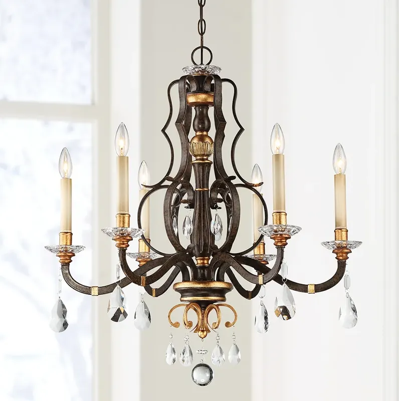 Metropolitan Chateau Nobles 28" Wide Raven Bronze 6-Light Chandelier