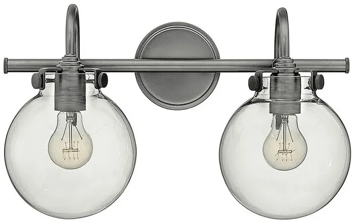 Bath Congress-Globe Glass Two Light Vanity-Antique Nickel