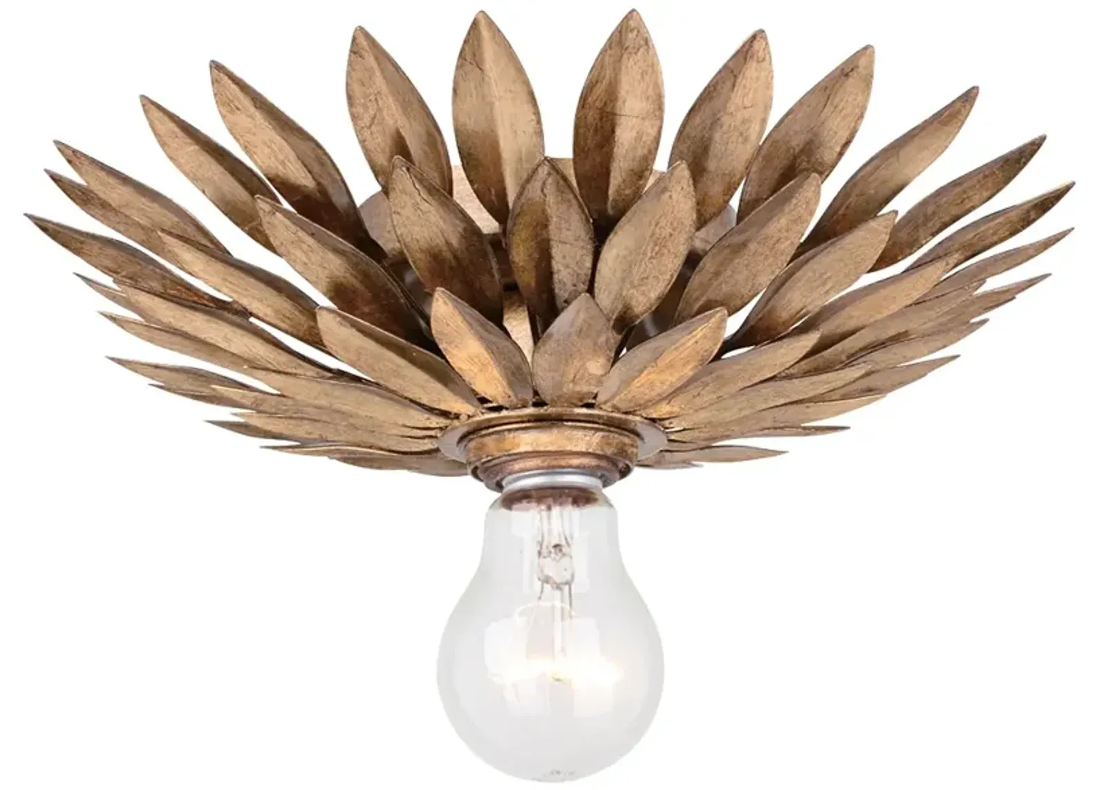 Crystorama Broche 11" Wide Leaves Antique Gold Ceiling Light